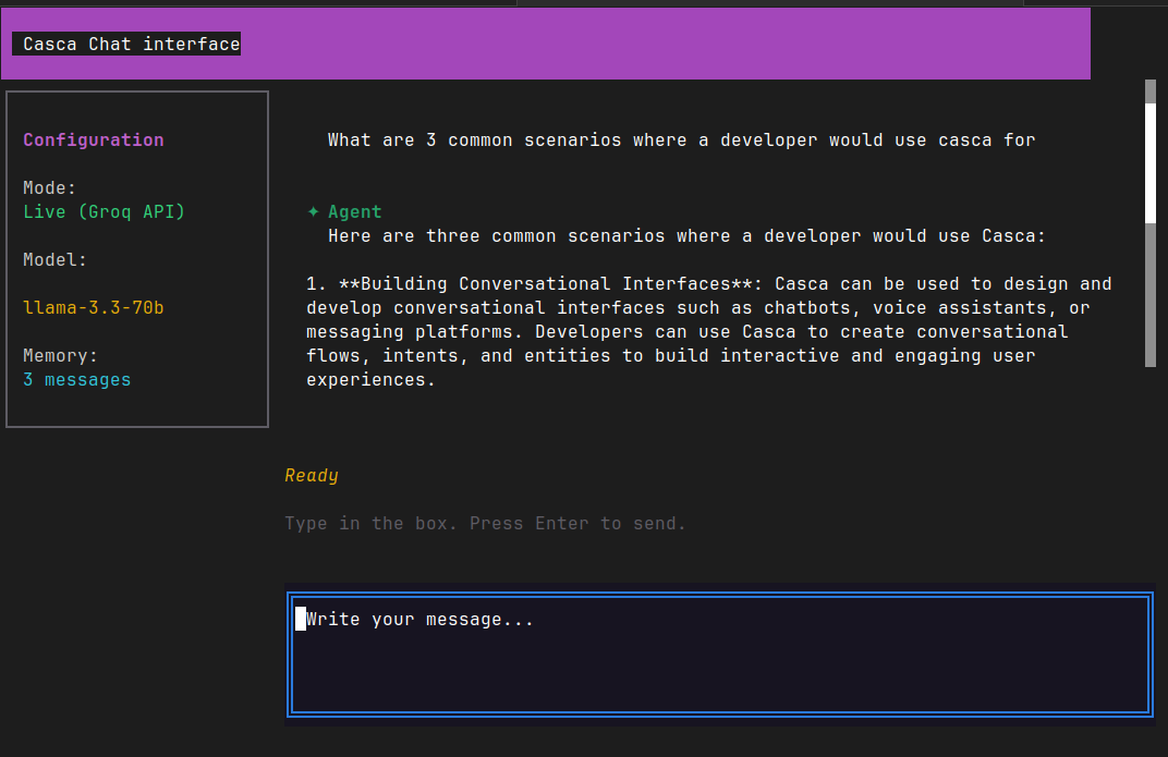 Chatbot output preview
