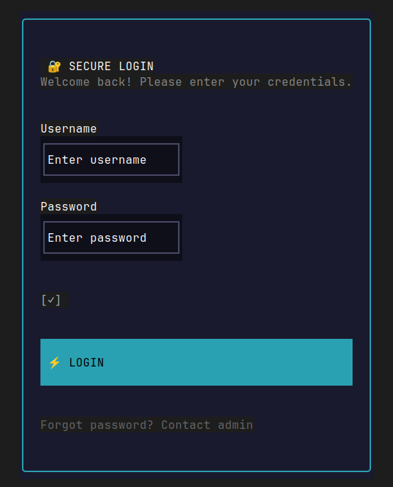 Login screen output preview
